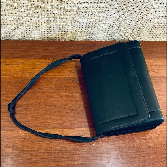 🌟HP🌟VTG 1950s Black Silk Knotted Strap Box Bag - Picture 7 of 13